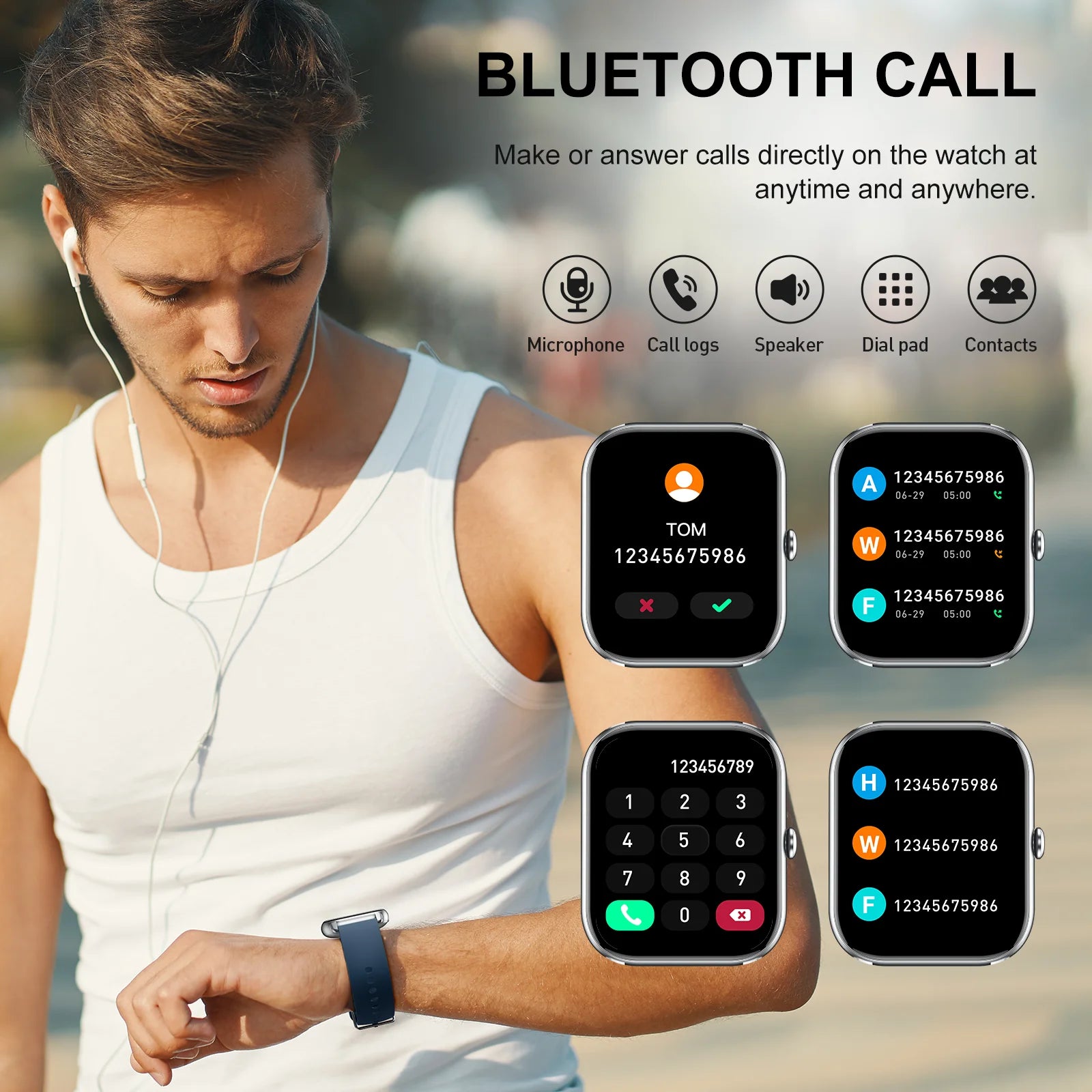 Smart Watch, 1.85" Smartwatch for  IP68 Waterproof